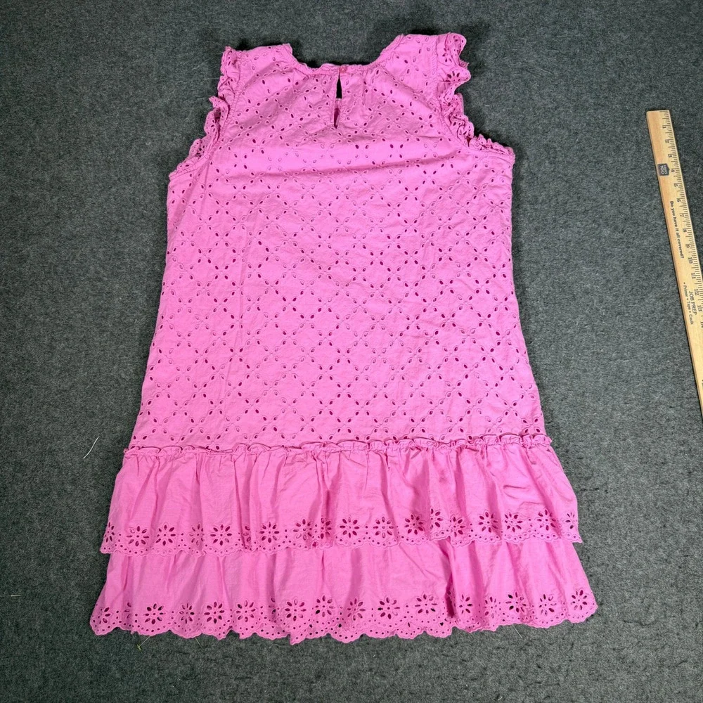 Matilda Jane Girls Pink Eyelet Tiered Ruffle Cotton‎ Dress XL 12 14